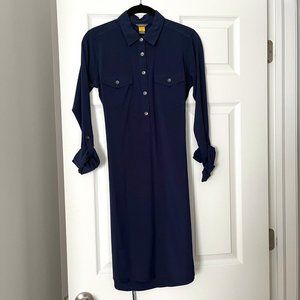 NWT Eddie Bauer Navy Blue Button Shirt Dress Size XS